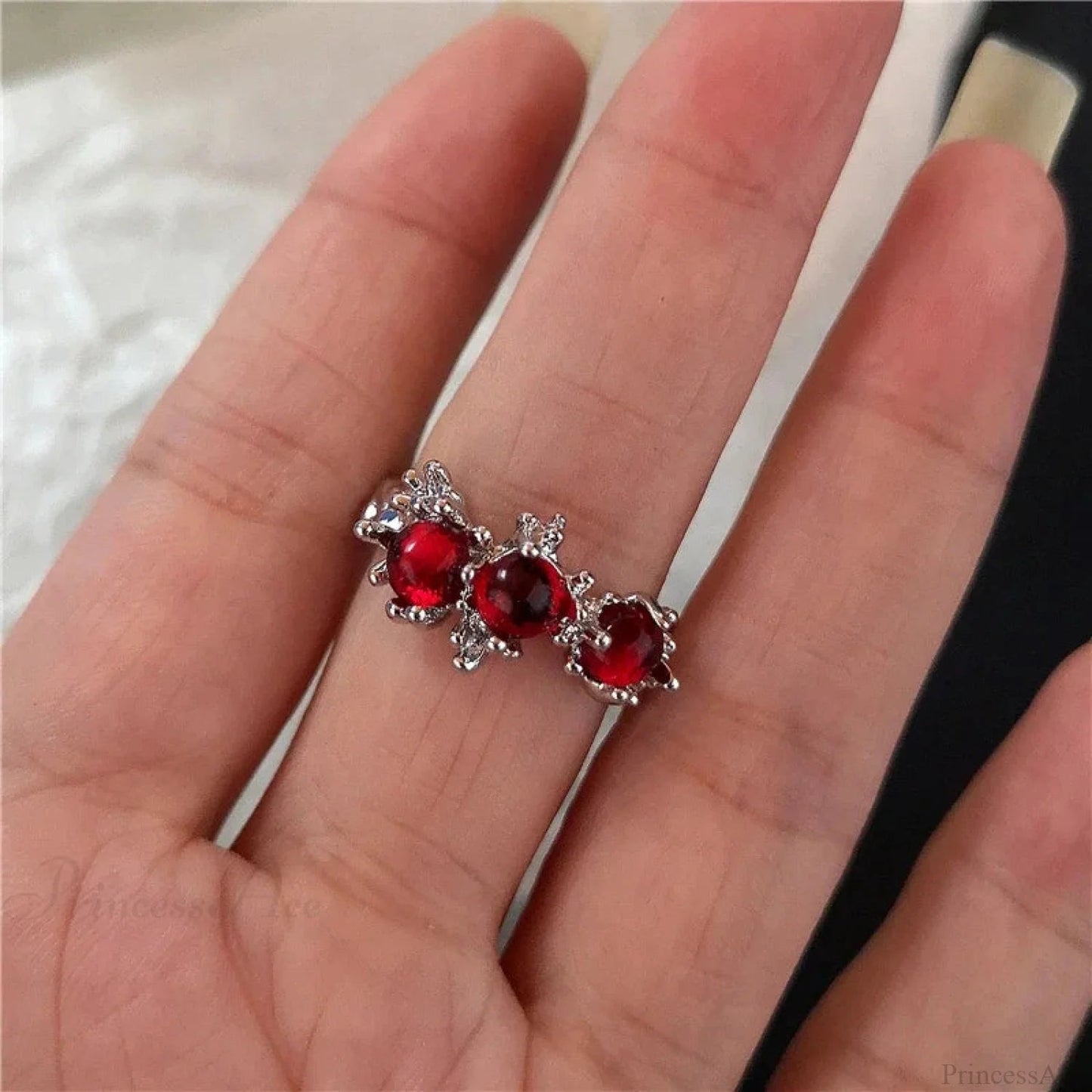 Dark Rebel Crimson Gem Cross Ring