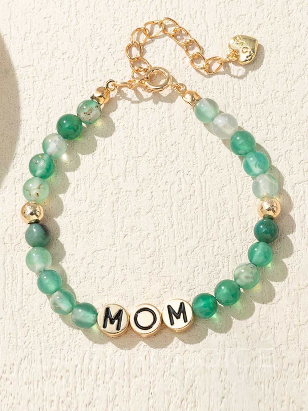 Mom Natural Green Agate Beaded Bracelet