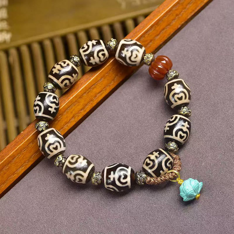 Buddha Stones Tibetan Lightning Treasure Vase Dzi Bead the Lord of the Corpse Forest Power Bracelet