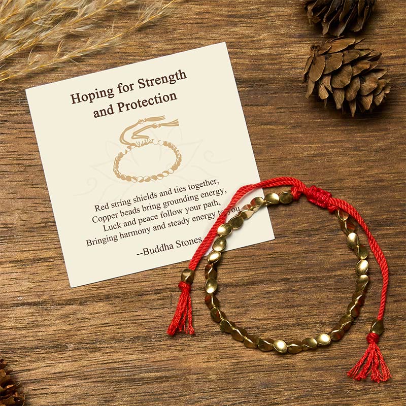 Buddha Stones "hoping for Strength and Protection" Copper Beads Bracelet Includes Gift Message Card