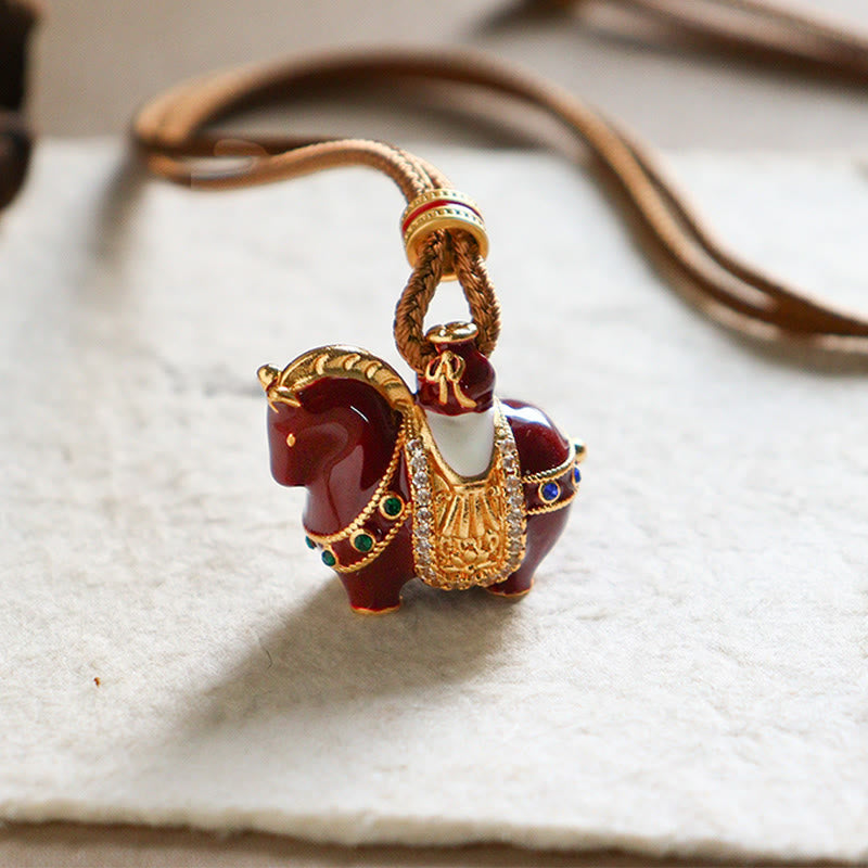 Buddha Stones Year of the Horse Copper Balance Necklace Pendants