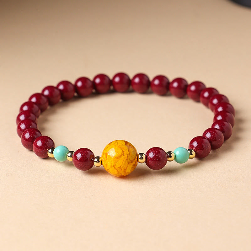 Buddha Stones Cinnabar Turquoise Keep Away Evil Spirits Bracelet