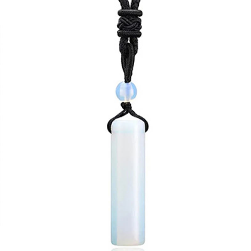 Buddha Stones Various Crystal Rose Quartz Green Aventurine Amethyst Cylinder Healing Necklace Pendant