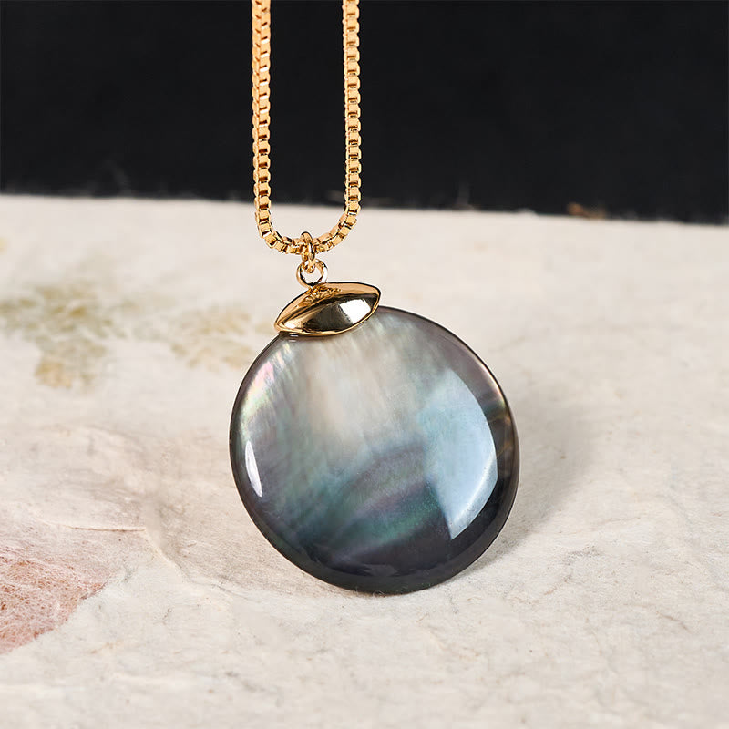 Buddha Stones Round Tridacna Stone Calm Necklace Pendant