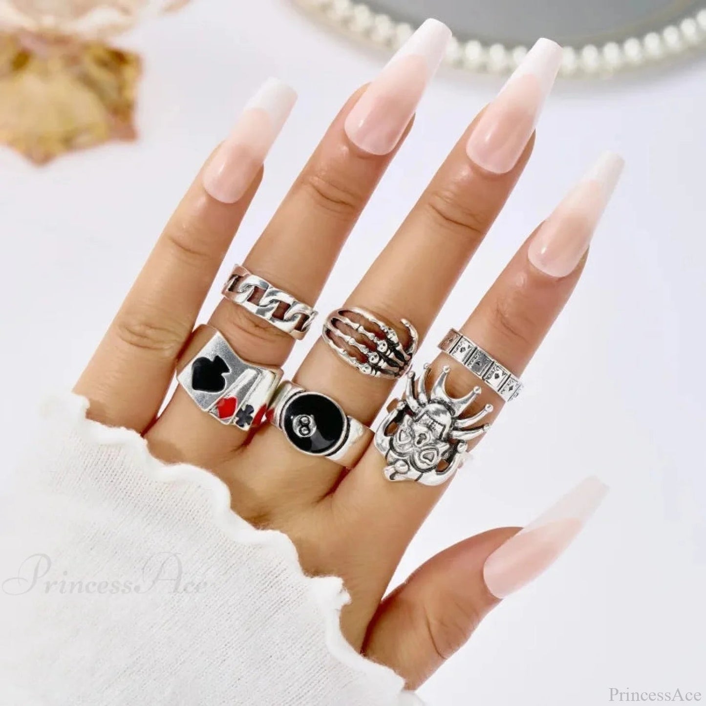 Antique Gray Crimson Oval Gothic Band