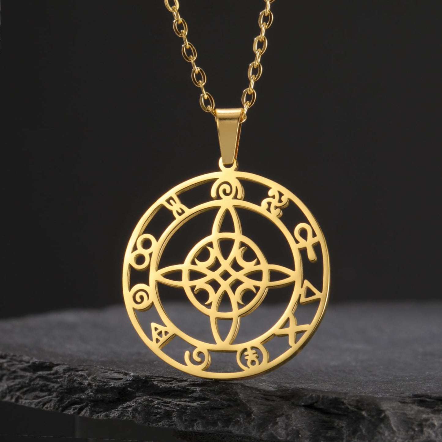 Witches Knot and Crescent Moons Protection Necklace
