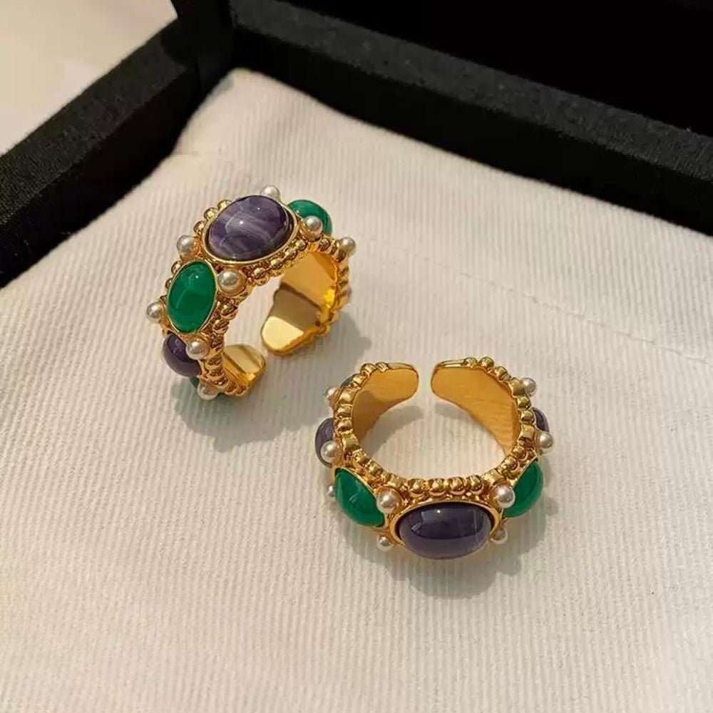 Amethyst & Malachite Ring