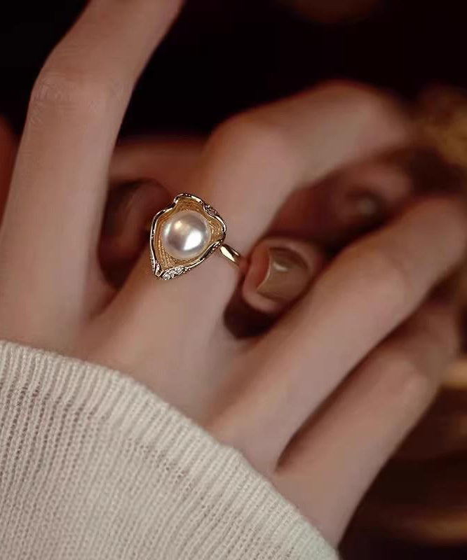Gold Copper Overgild Pearl Rings