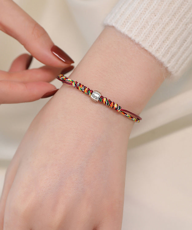 Red Sterling Silver Elephant Bracelet