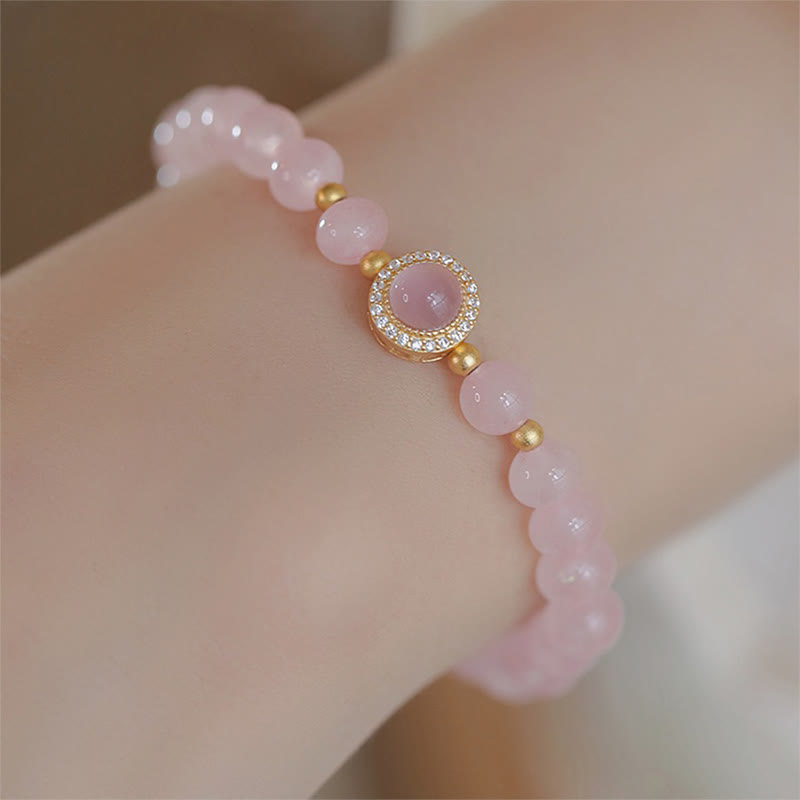 6mm Pink Crystal Pearl Warmth Bracelet for