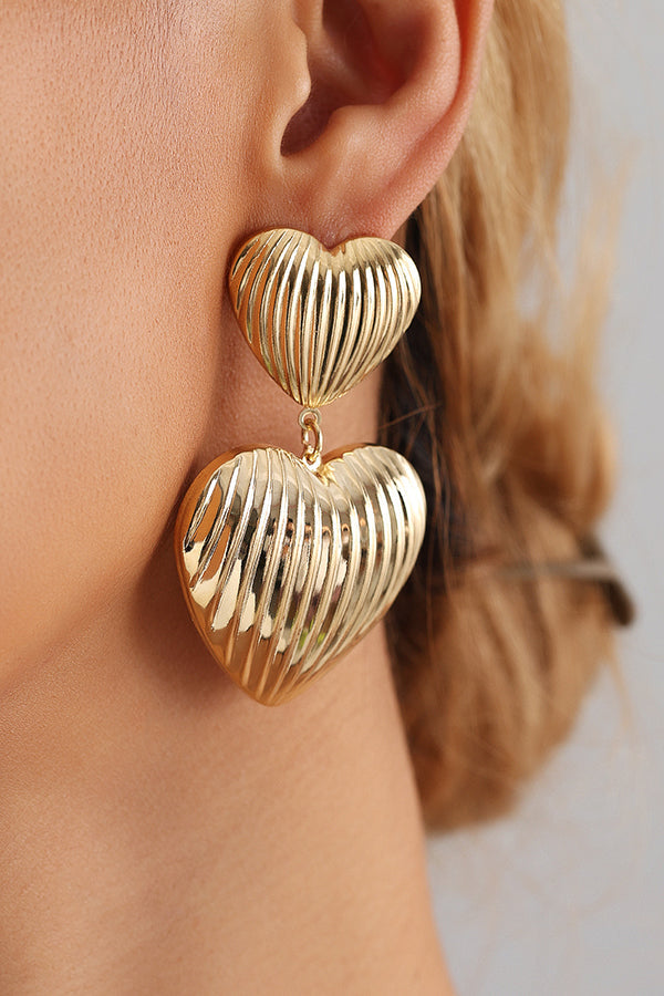 Double Heart Temperament Light Retro Earrings