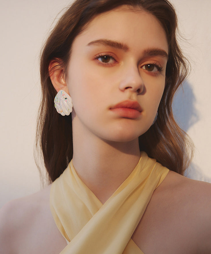 Ocean Style Shell Shape Glitter Earrings
