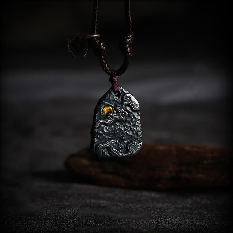 999 Sterling Silver Auspicious Clouds Spiritual Protection Necklace