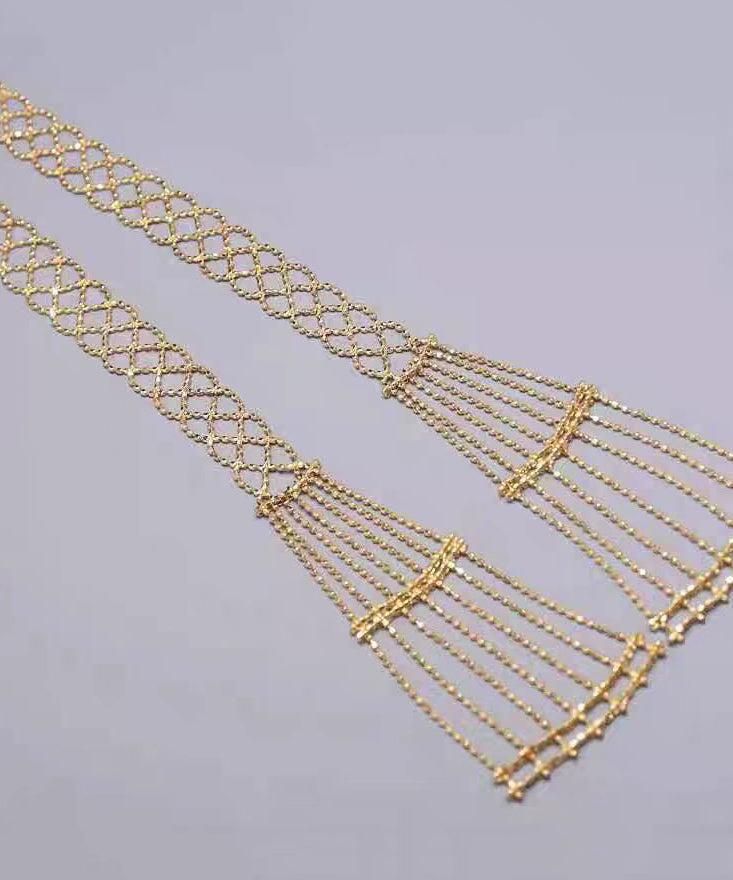 Gold Sterling Silver Overgild Chain Hollow Out Necklace Yu011