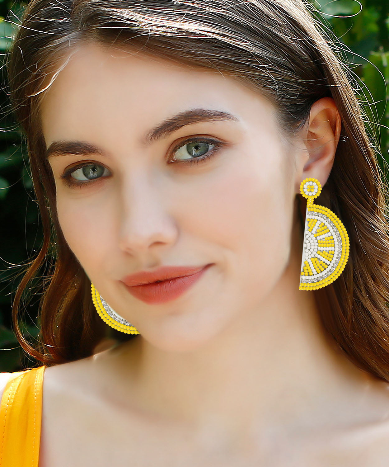 Yellow Hand Woven Rice Ball Lemon Drop Earrings