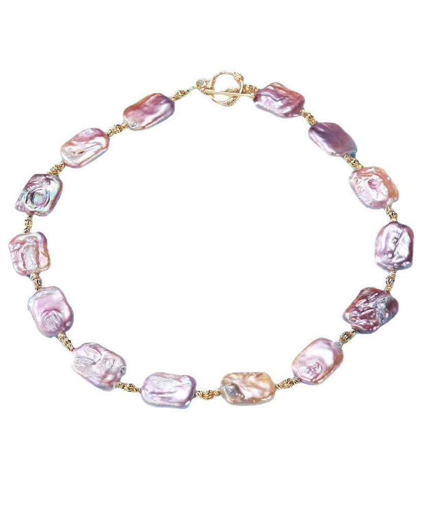Purple Sterling Silver Overgild Pearl Pendant Necklace