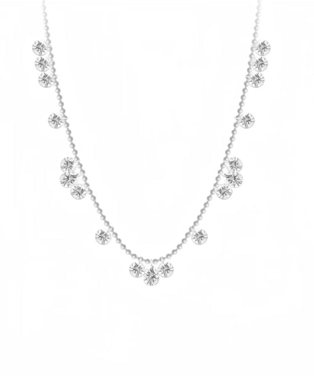 Diy Gold Sterling Silver Zircon Tassel Necklace
