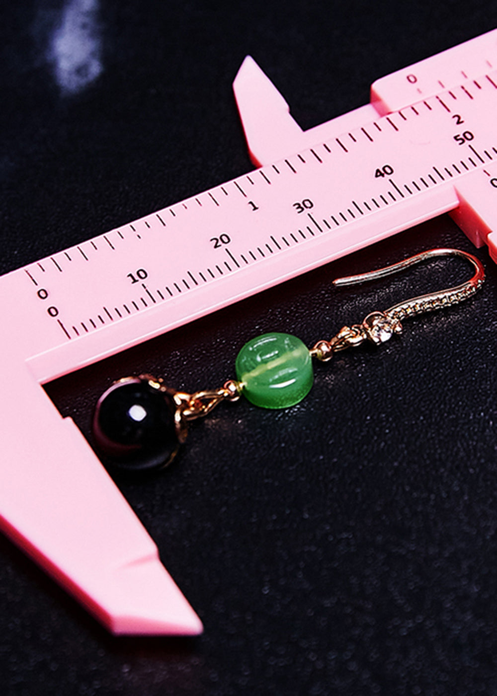 Black Agate Tassels Jade Drop Earrings