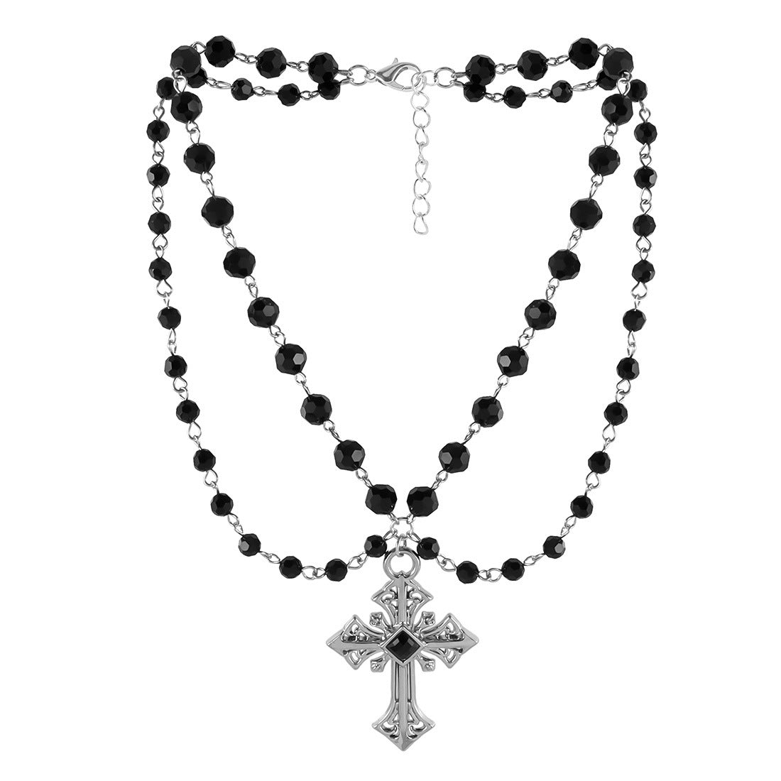 Hip-hop Punk Dark Cross Beaded Nk24900 Necklace