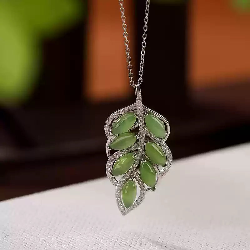 Jade Leaf Pendant Necklace