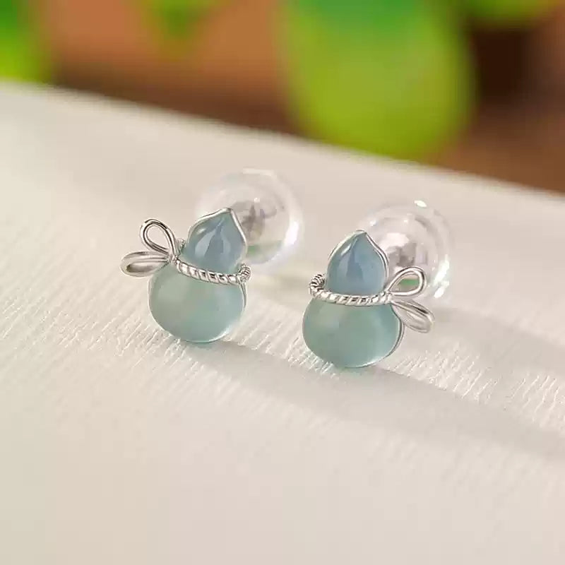 Cali Jade & Amazonite Bow Stud Earrings
