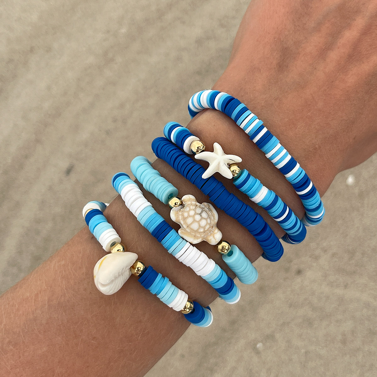 Tropical Shell Beaded Bracelet Set