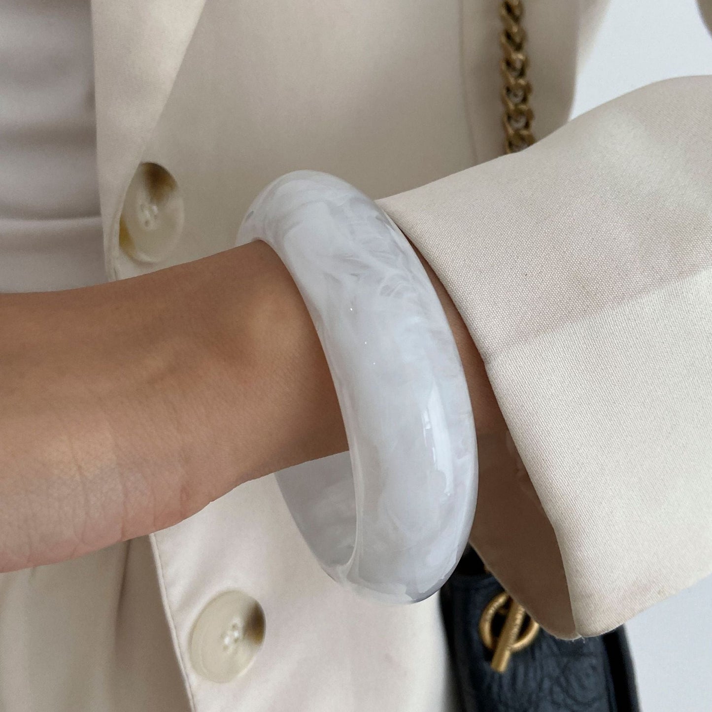 Helene Asymmetric Glossy Resin Bracelet