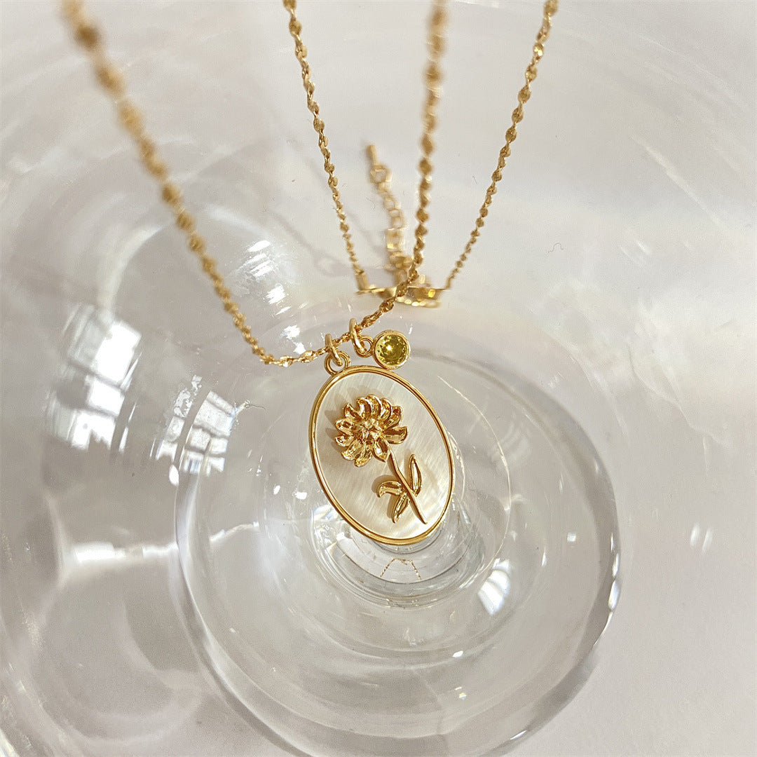 Anslee Mother-of-pearl Birth Flower Necklace