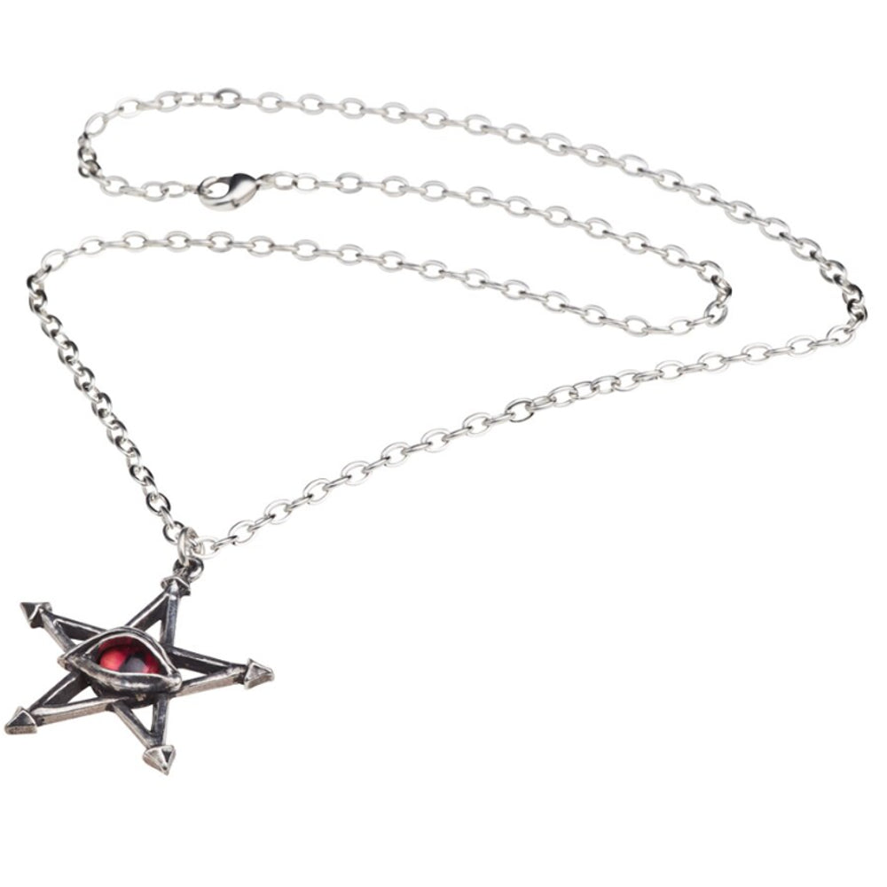 Red Curse Evil Eye Pentagram Pendant Necklace by Alchemy Gothic