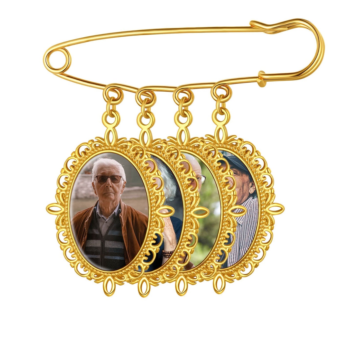 Customized Memorial Photo Charm Boutonniere Pins for Wedding