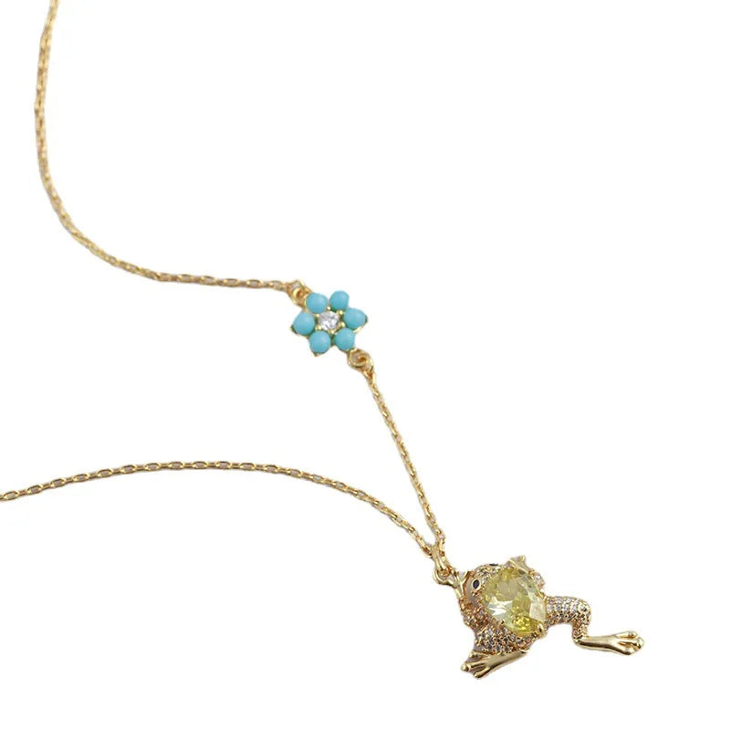 3d Little Frog Little Jumping Frog Earrings Necklace Ring Set Jewelry for Woman Trend