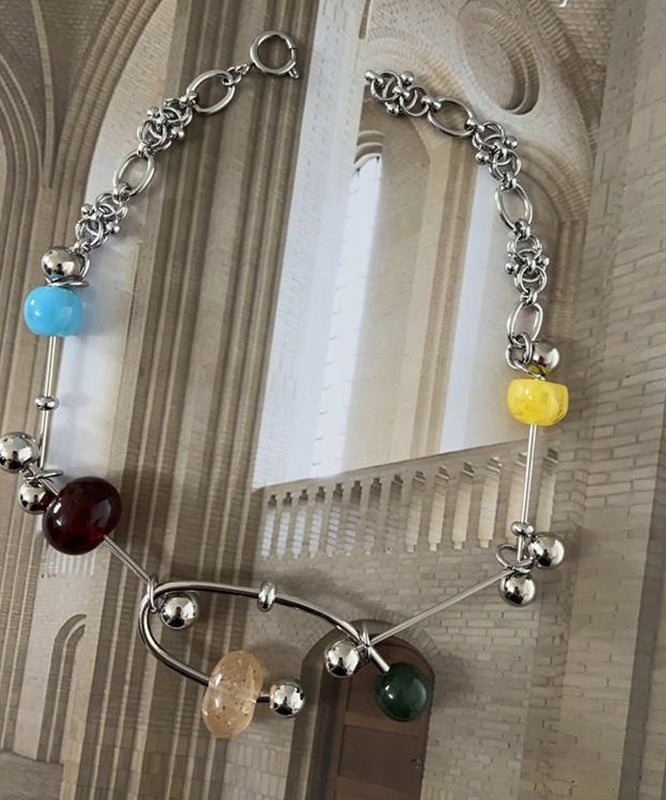 Unique Rainbow Stainless Steel Acrylic Alloy Pendant Necklace Yr017