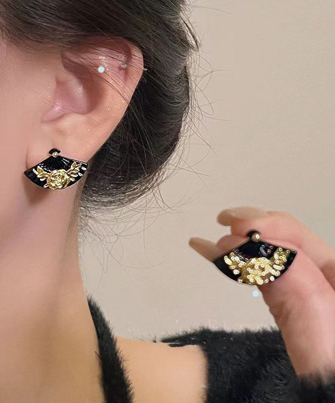 Gold Copper Sector Stud Earrings Df1027