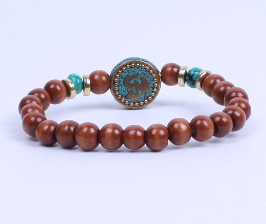 Om Charm Nepal Wood Beads Bracelet