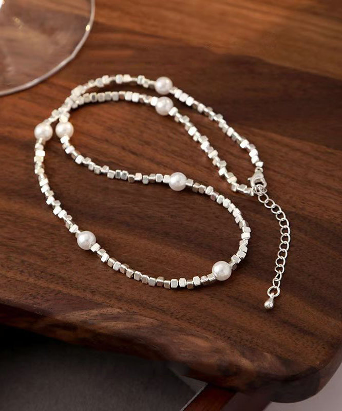 Diy Silk Sterling Silver Broken Silver Pearl Necklace
