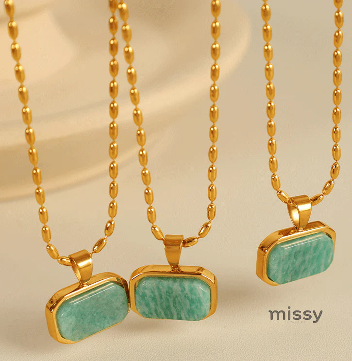 Amalie Amazonite Gold Necklace