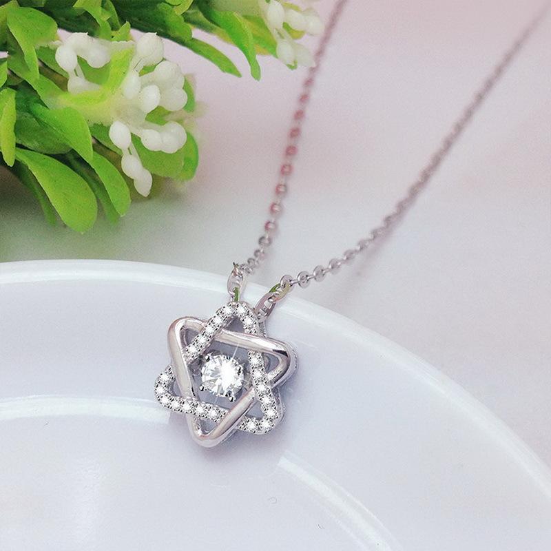 Crystal Star of David Sterling Silver Necklace