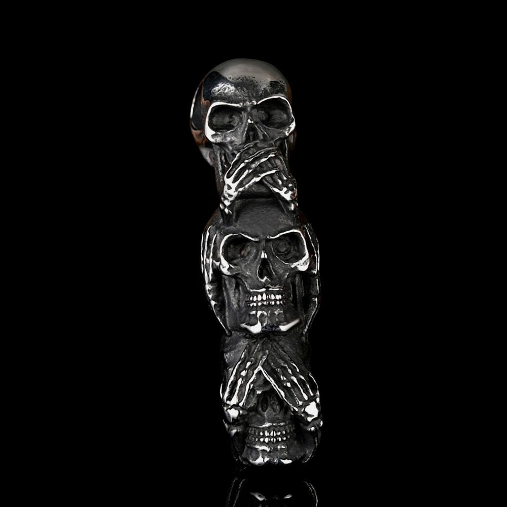 Three Wise Skulls Statue Pendant