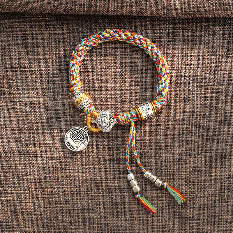 Tibetan Om Mani Padme Hum Fu Luck Braided Bracelet