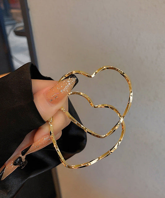 Oversize Gold Sterling Silver Alloy Love Hoop Earrings