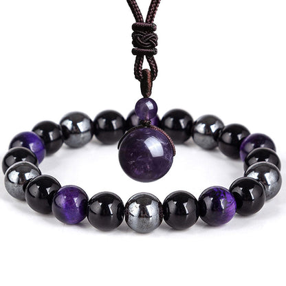 Tiger Eye Bracelet Necklace Set With 10mm Beads for Protection