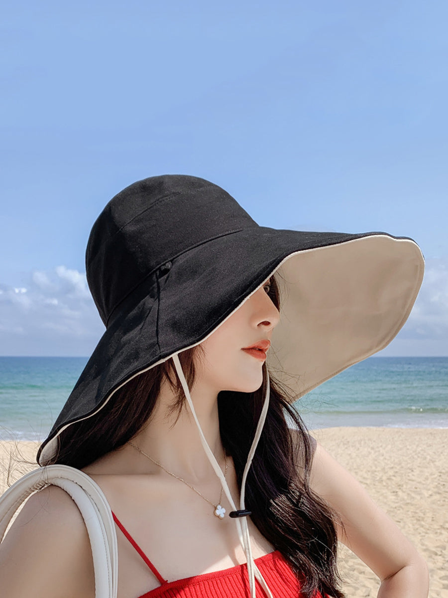 Large-brim Drawstring Sunproof Hat