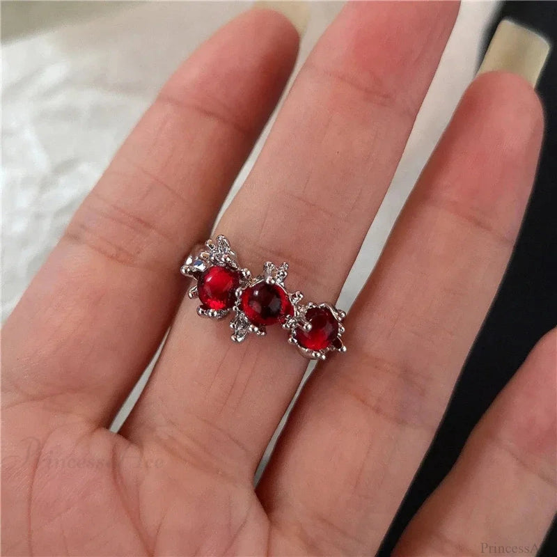 Dark Rebel Crimson Gem Cross Ring