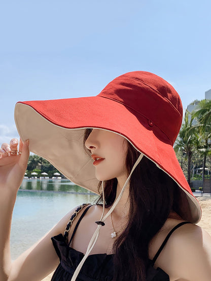 Large-brim Drawstring Sunproof Hat