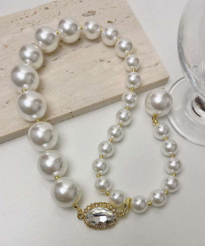 White Copper Overgild Pearl Pendant Necklace