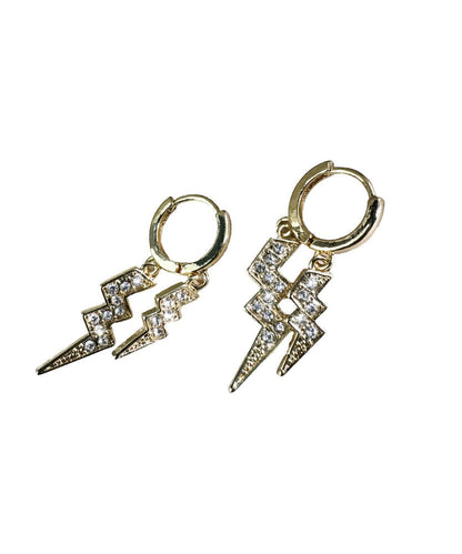 Vogue Gold Copper Overgild Zircon Lightning Hoop Earrings