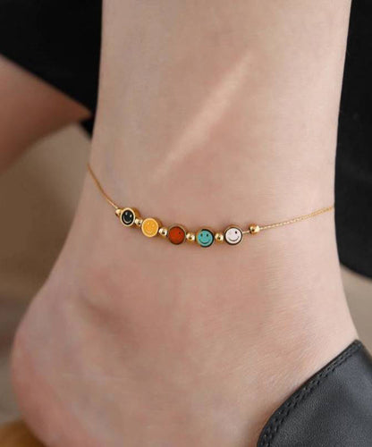 Gold Sterling Silver Overgild Smiling Face Ankle Bracelet
