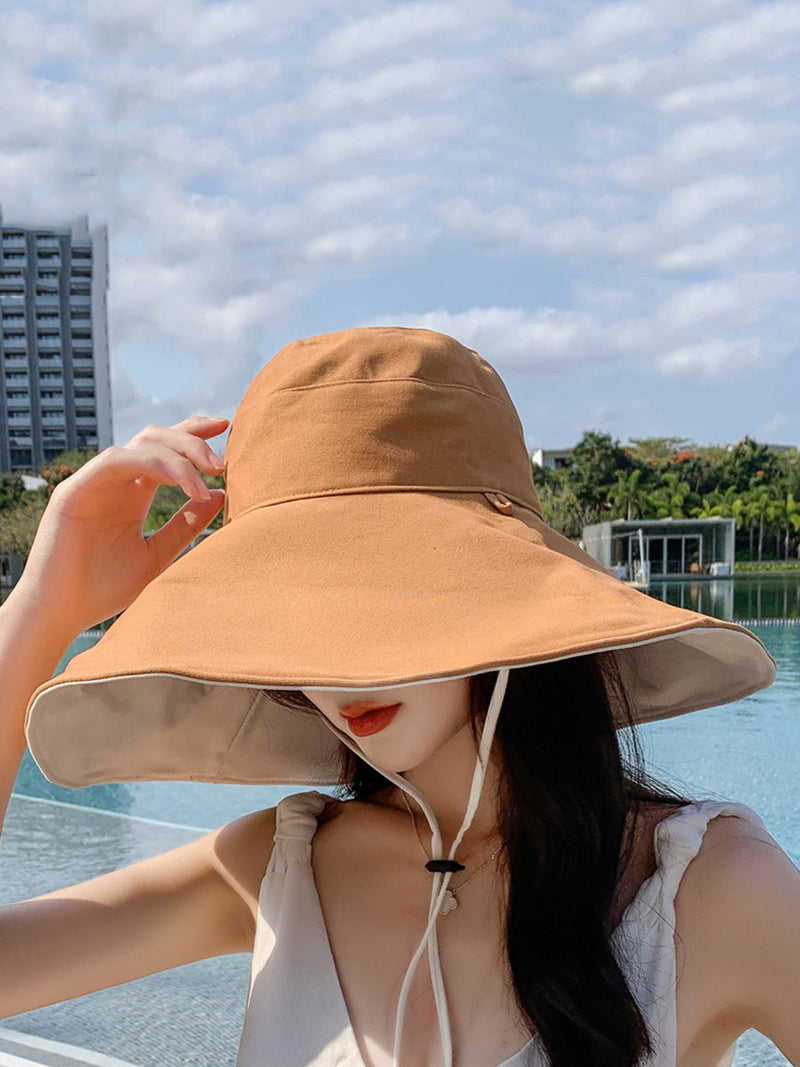 Large-brim Drawstring Sunproof Hat