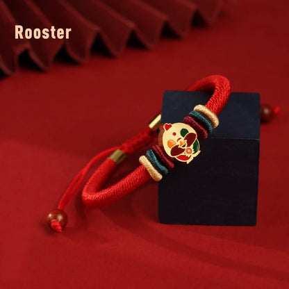 Buddha Stones Handmade 925 Sterling Silver Year of the Dragon Chinese Zodiac Luck Braided Red Bracelet