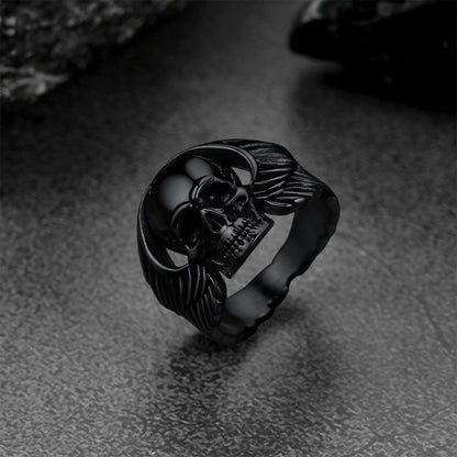 Biker Wings Skull Stainless Steel Ring for